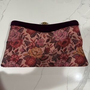 Floral Tapestry Lewis Clutch with Velvet Trim